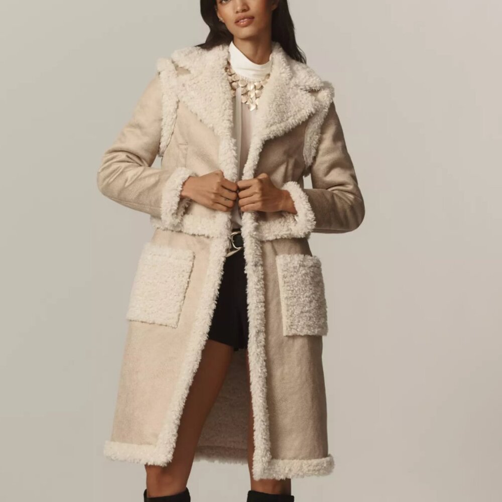 NVLT ANTHROPOLOGIE NIB $269 retail NVLT 4-in-1 Convertible Faux-Shearling Coat L